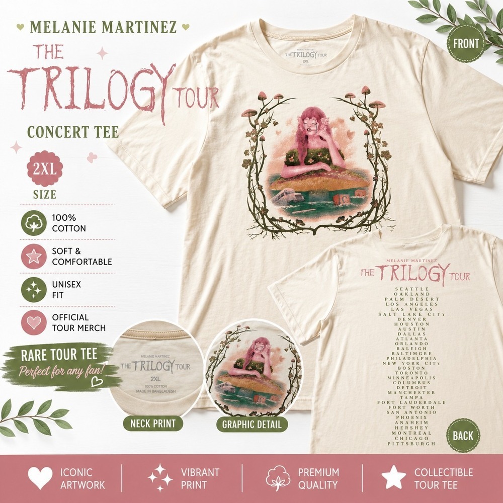 Melanie Martinez The Trilogy Tour T Shirt‎ 2XL Cream Graphic Concert Tour Tee